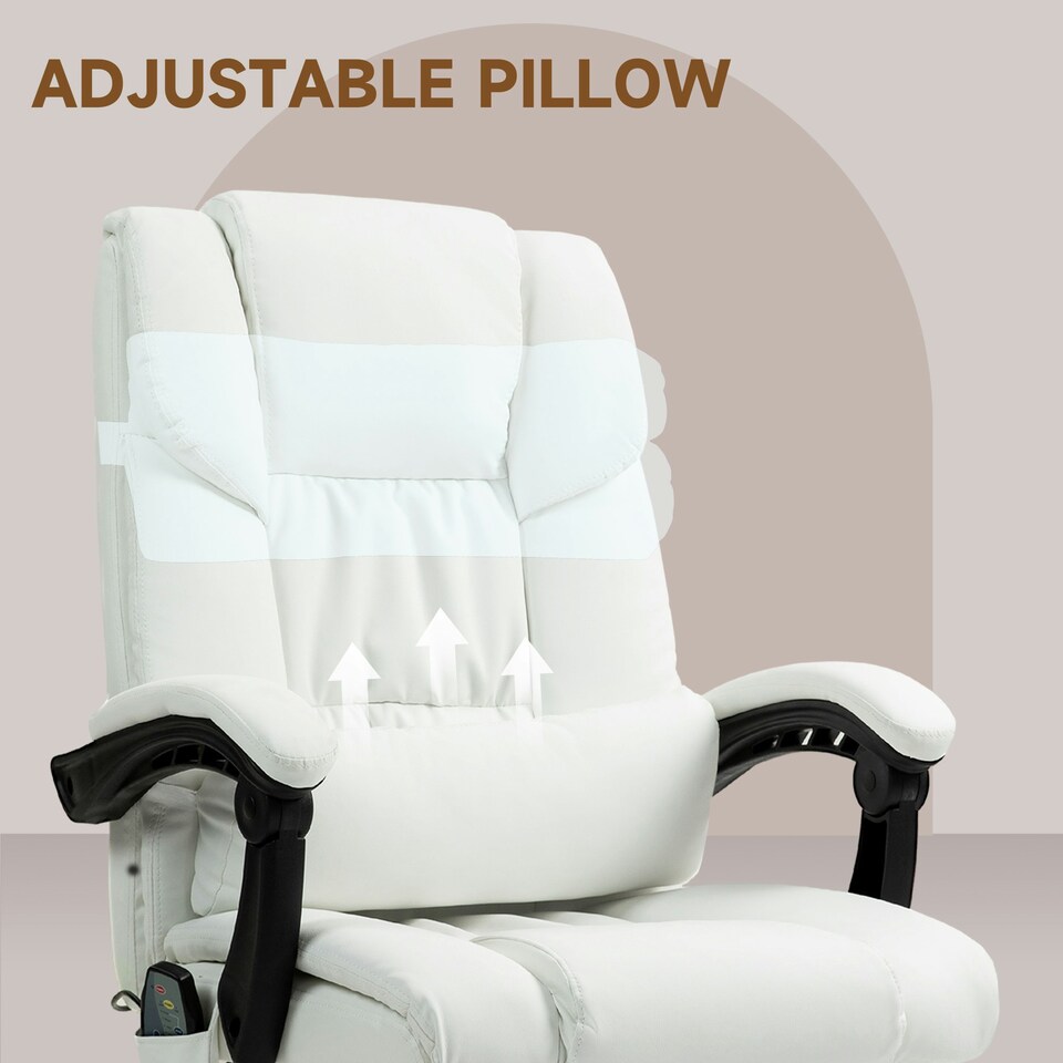 image 1 of Vinsetto PU Massage Office Chair Height Adjustable Computer Chair White