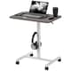 image 9 of HOMCOM Height Adjustable Standing Desk, Pneumatic Sit Stand Desk for Laptop, Mobile Overbed Table with Wheels and Headphone Hook for Home Office, Grey