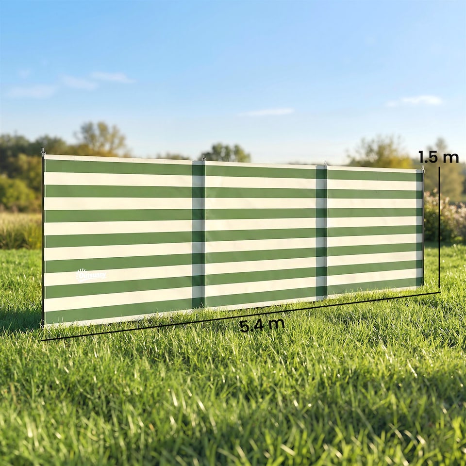image 1 of Outsunny Camping Windbreak Portable Wind Blocker Privacy Wall | Green | Army Green | 540 x 150 cm