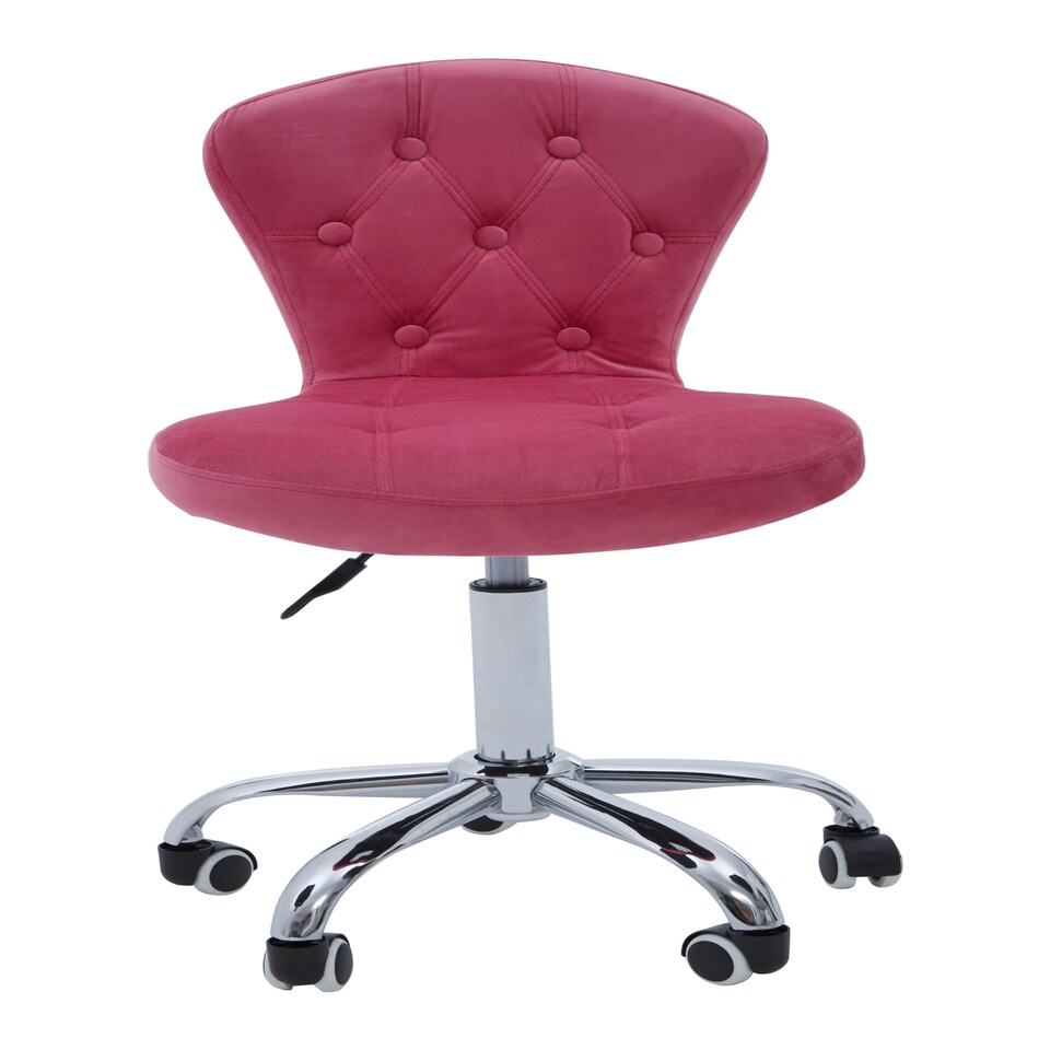 image 1 of Interiors By Premier Comfortable Pink Velvet Buttoned Home Office Chair, Ergonomic Work From Home Chair, Movable Ergonomic Chair