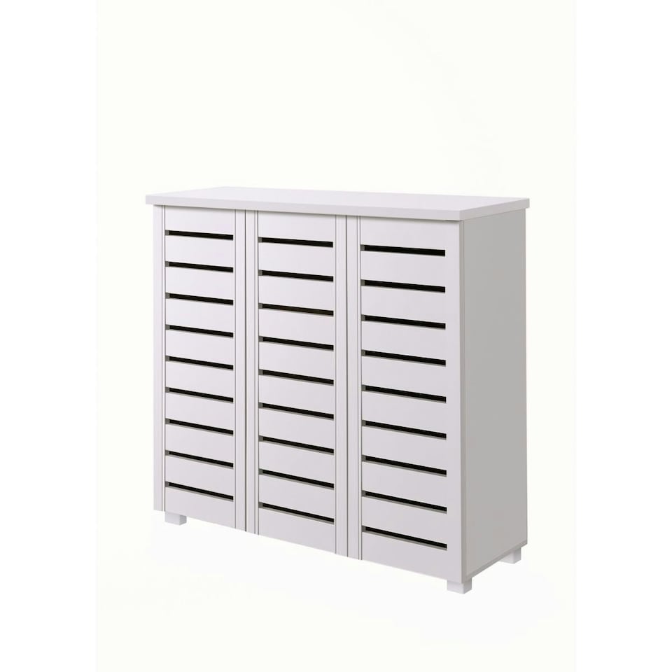 image 1 of Essentials 3 Door 5 Tier Shoe Cabinet White Finish