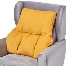 Homescapes Mustard Yellow Cotton Back Support Cushion | Yellow | Mustard Yellow | H 58 x W 68 x D 15 cm