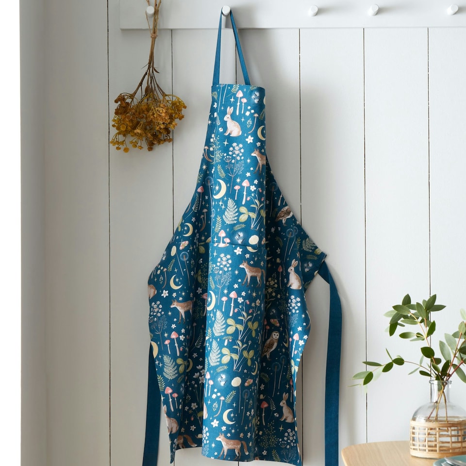 image 1 of Catherine Lansfield Enchanted Twilight Animals Cotton Kitchen Adult Apron Navy Blue Blue | Navy Blue
