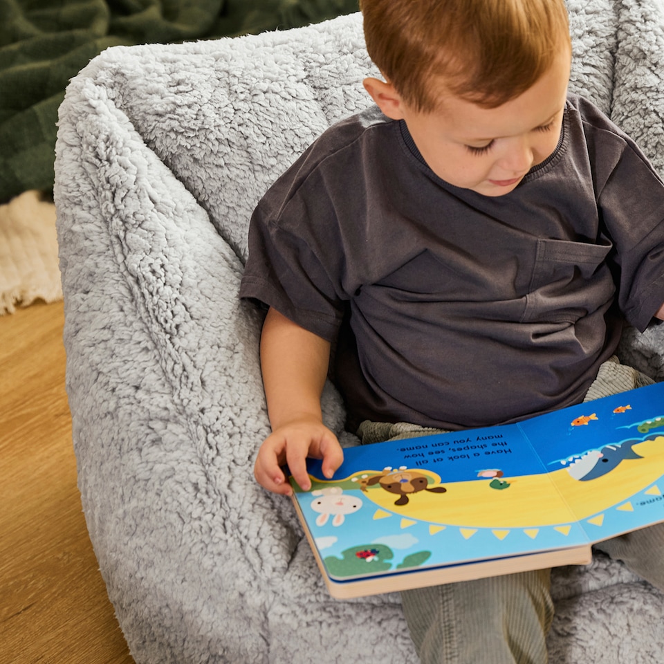 image 1 of icon Kids Teddy Bear Armchair Bean Bag Grey Childrens Bean Bags