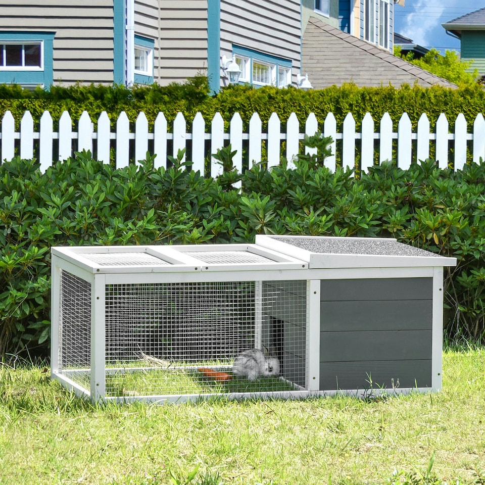 image 1 of PawHut Rabbit Hutch Animal Cage Pet Run Cover, with Water-resistant Asphalt Roof