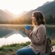 image 4 of Ecoffee Cup 12oz 350ml Reusable, Plant Based Coffee Cup with Silicone Lid & Sleeve - Bonassola