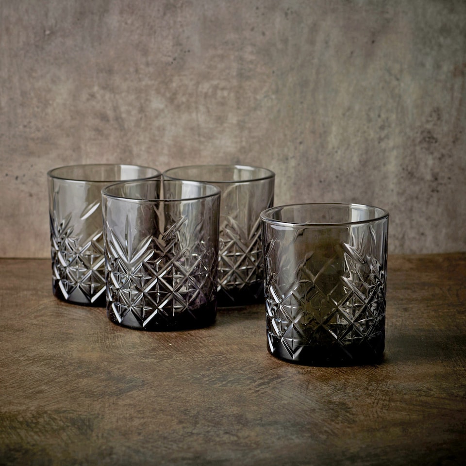 image 1 of Timeless Whiskey Tumbler Sets Glassware Scotch Whisky Vodka | Clear | Grey | 345ml Set of 8