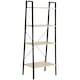 image 1 of HOMCOM 4-Tier Minimalistic Ladder Shelf Unit Steel Frame Display Storage Oak