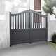 image 1 of Double Swing Gate 3500x1800mm Grey - Partial Privacy Driveway Gate with Vertical Solid Infill and Bell-Curved Top Grey