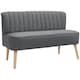 image 6 of HOMCOM Linen-Feel Double Sofa w/ Wood Frame Padding Back, Grey