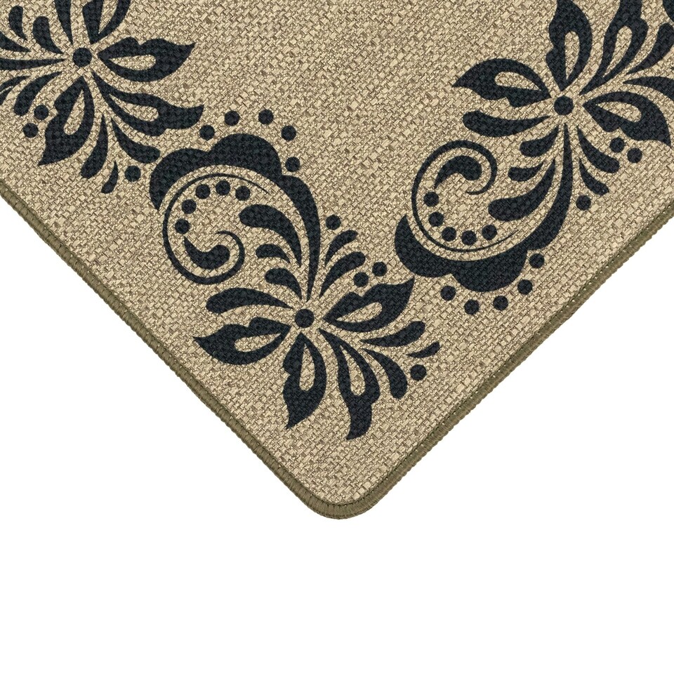 image 1 of JVL Elegance Machine Washable Entrance Doormat, 50x75cm - Scroll Border