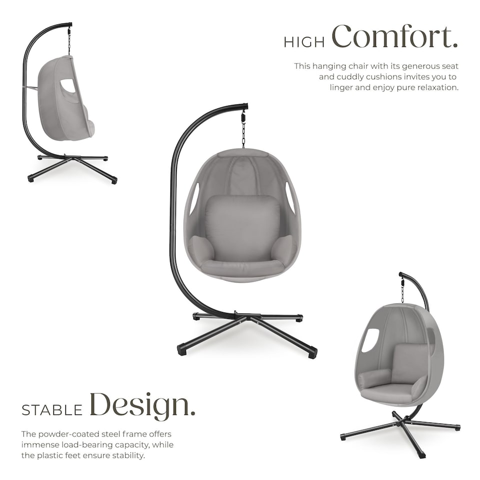 image 1 of Hanging Egg Chair Anika - with frame and extra thick seat cushion | Grey | light grey | One Size | 1