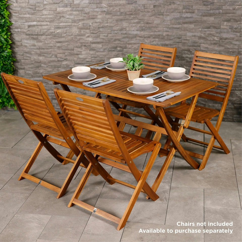 image 1 of Charles Bentley FSC Acacia Hardwood Rectangular Folding Table