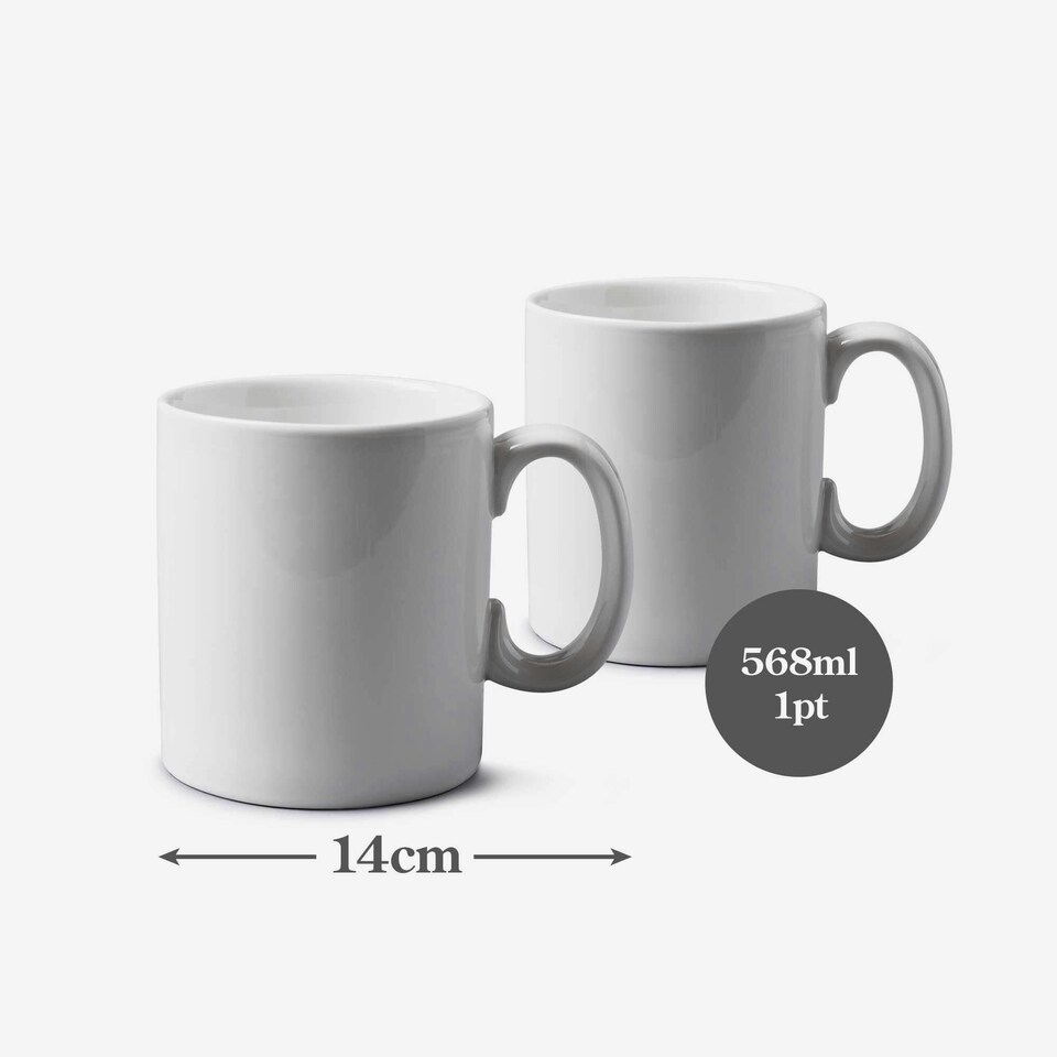 image 1 of Wm Bartleet & Sons Porcelain Original Large Mug, 1 Pint, Set of 2 White