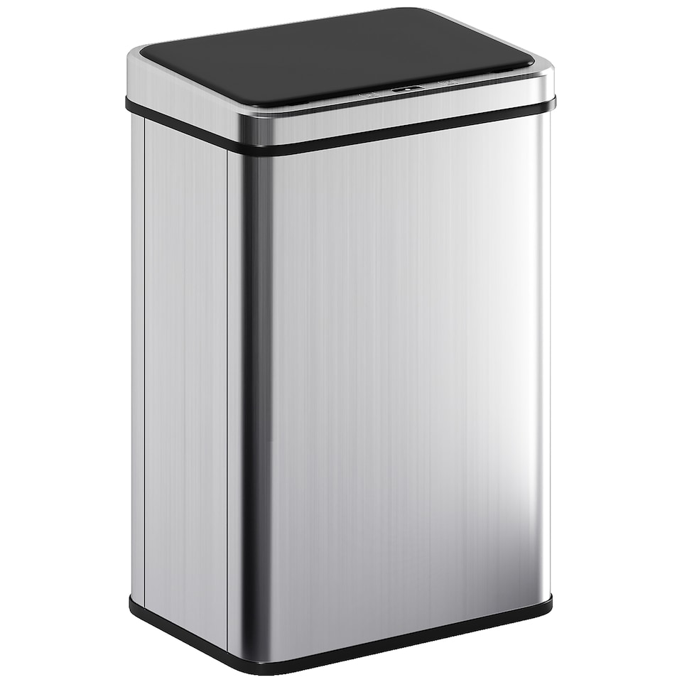 image 1 of HOMCOM Kitchen Bin with Fast Motion Sensor, 40L Stainless Steel Sensor Bin | Silver