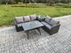 image 2 of Fimous High Back PE Rattan Sofa Set Outdoor Garden Furniture Dining Table Set Love Sofa 3 Seater Sofa Side Table