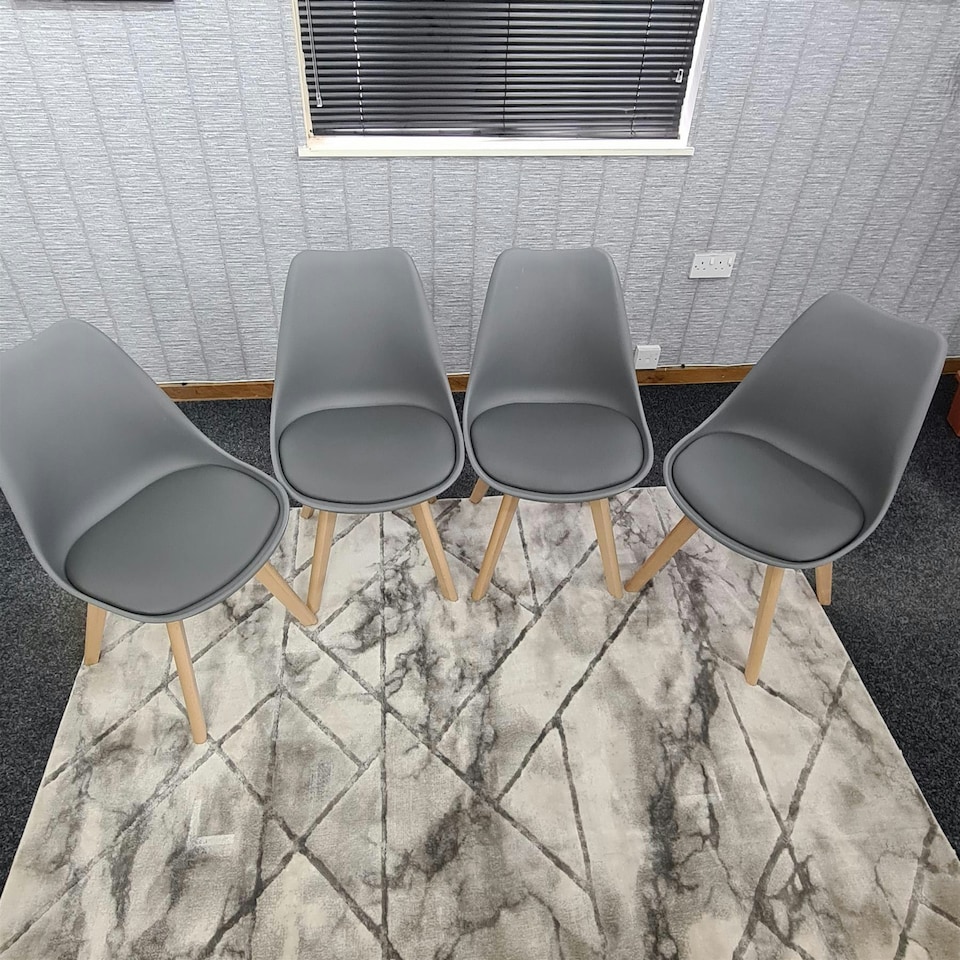 image 1 of Dining Chairs Set of 4 Grey Leather Kitchen Table Grey