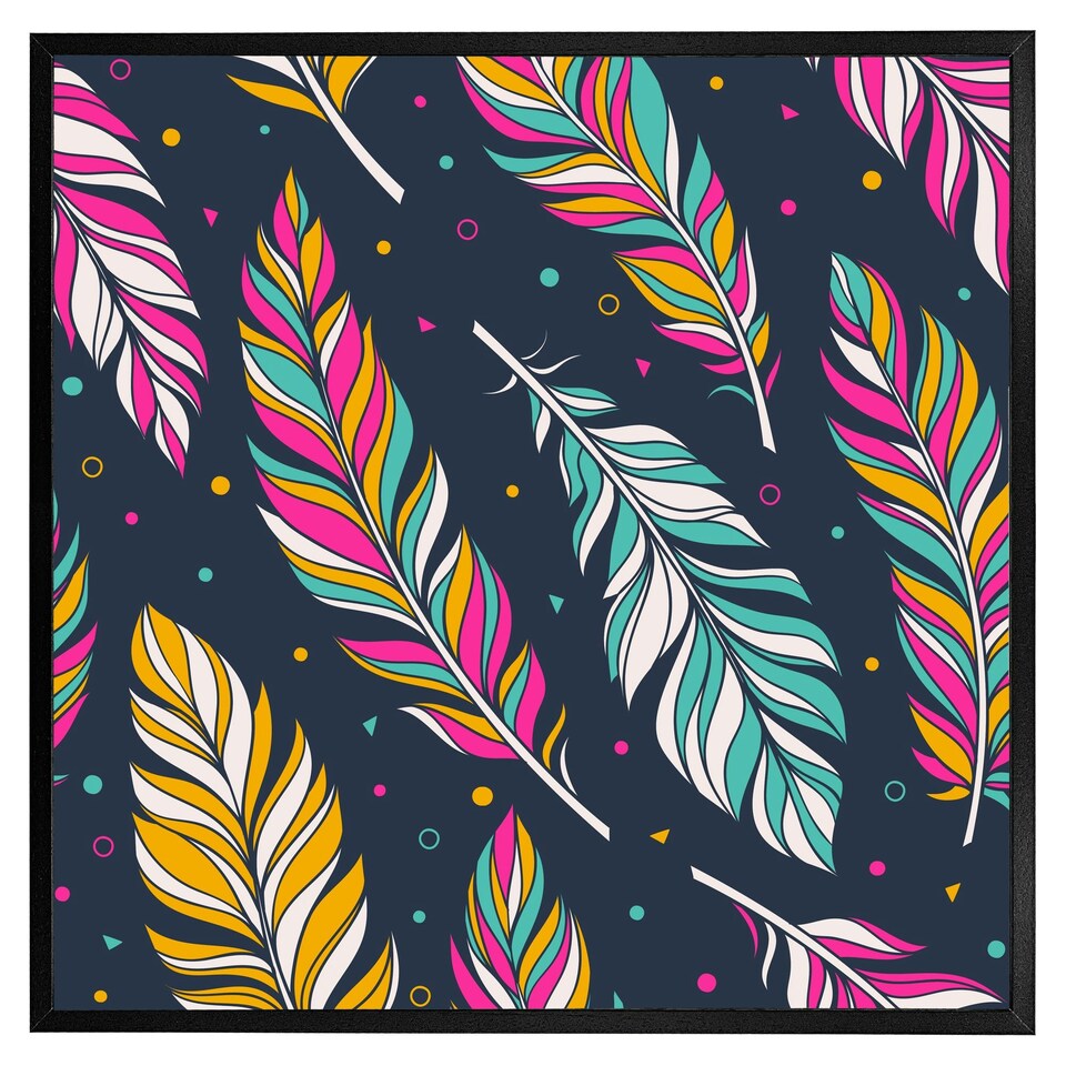 image 1 of Retro colour feathers (Picture Frame) Brown | Oak | S