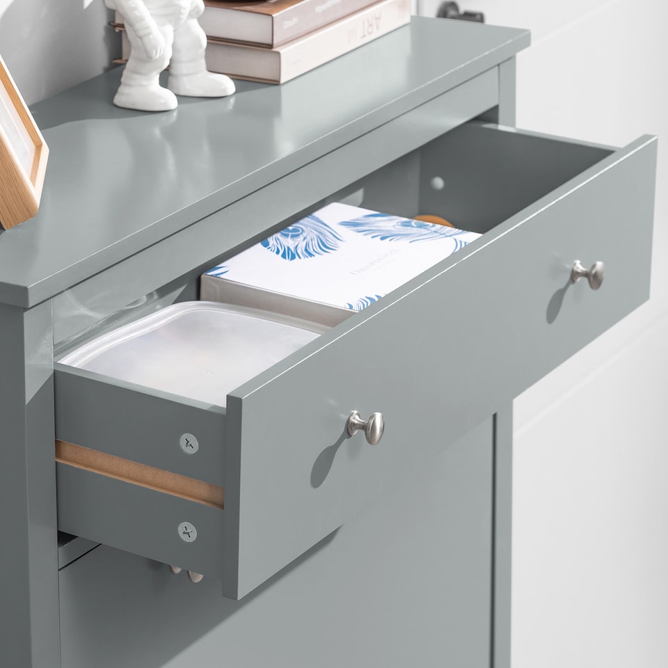 image 1 of SoBuy Slim Shoe Cabinet with 3 Flip-Down Doors, Gray, 31.5x9.8x42.5 inches, 24.6 kg - FSR89-HG