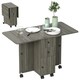 image 1 of HOMCOM Folding Dining Table, Drop Leaf Table With Storage Drawers Grey