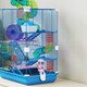 image 8 of Pawhut 5 Tier Hamster Cage, Gerbil Cage with Tube Exercise Wheels, Tunnel, Water Bottle, Dishes, Blue, 58H x 46L x 30Wcm