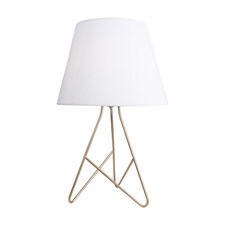 First Choice Lighting Tripod Gold 42cm Table Lamp With White Fabric Shade Gold | White