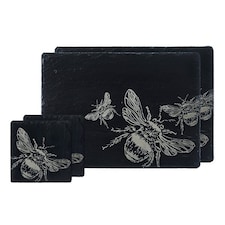 The Just Slate Company Bee Slate Coaster & Placemat Set
