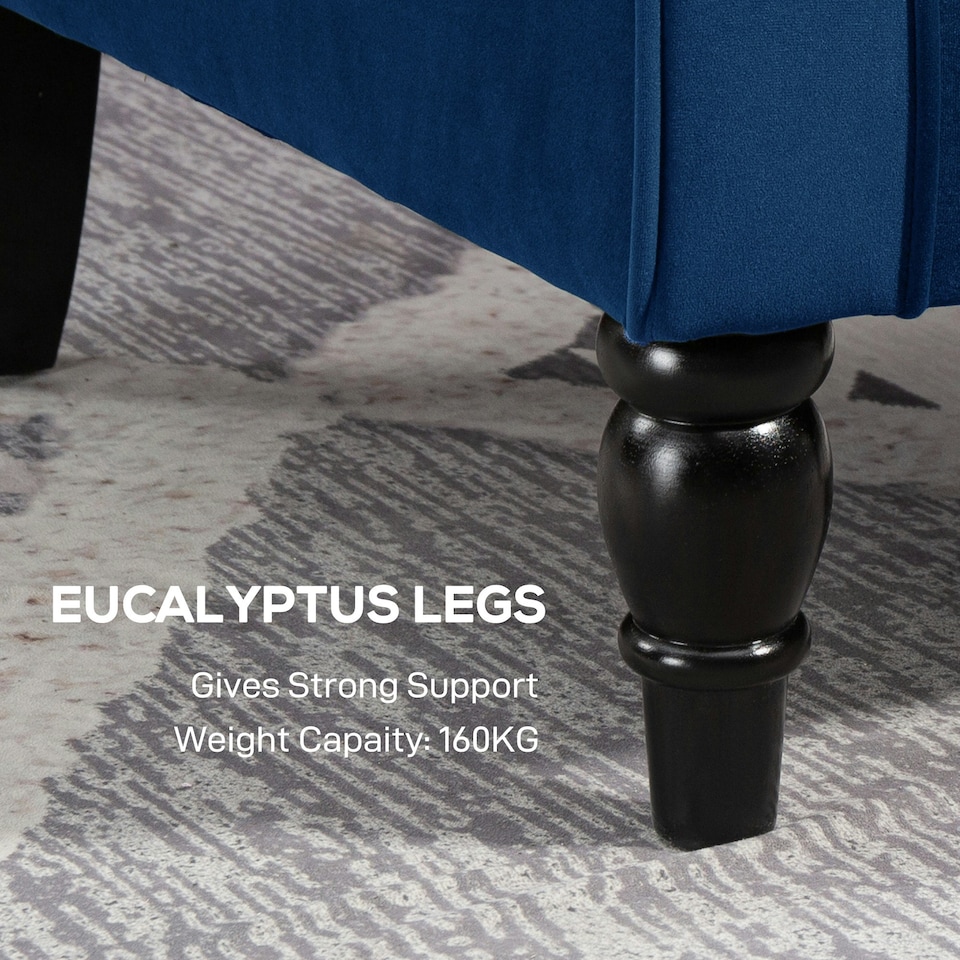 image 1 of HOMCOM Accent Armchair Home Furniture Retro Tufted Club Fabric Blue | Blue