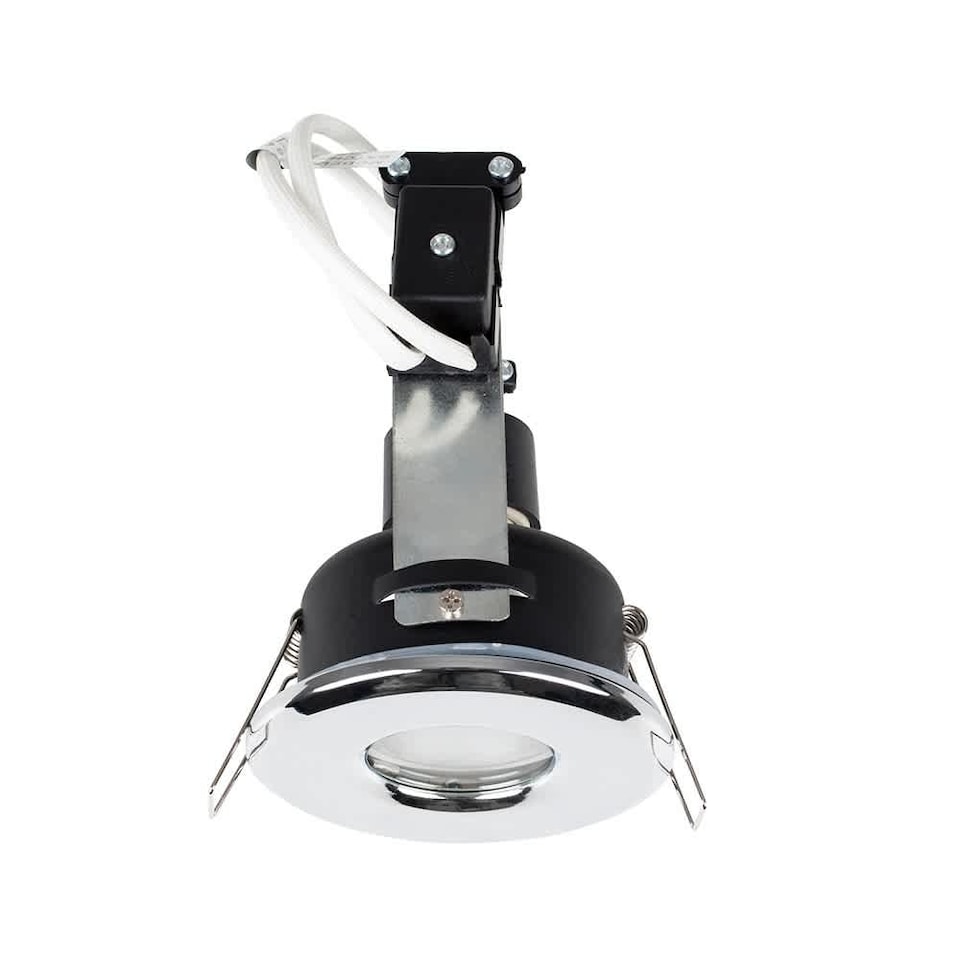 image 1 of ValueLights Downlight IP65 Chrome Ceiling Light Fitting Single Pack & Warm White Bulbs