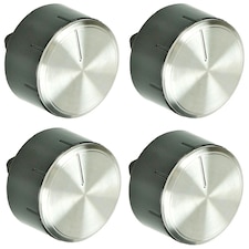 SPARES2GO Hob Control Knob for BOSCH Oven Cooker Silver Black Switch 616100 PCC PCH PCQ (Pack of 4)