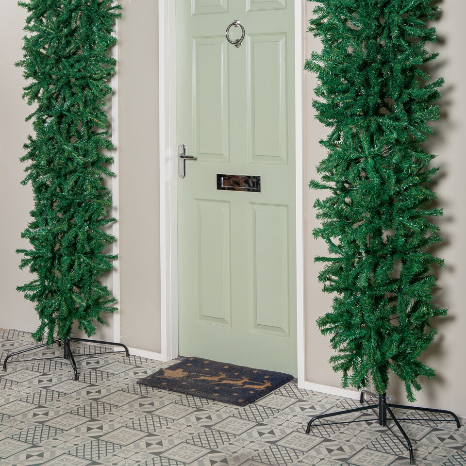 image 1 of 8ft (2.35m) Samuel Alexander Double Door Plain Green Flat Top Christmas Tree Arch with 2000 Tips