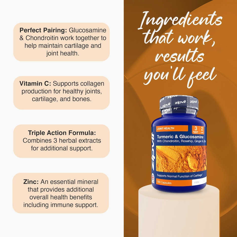 image 1 of Zipvit Turmeric & Glucosamine Complex, Joint & Bone Support, 90 Capsules