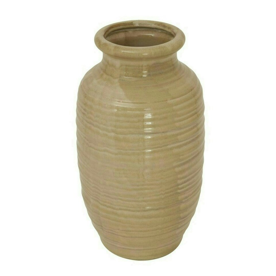 image 1 of Sabbia Collection Tall Fluted Vase - Ceramic - L22 x W22 x H39 cm - Brown Brown