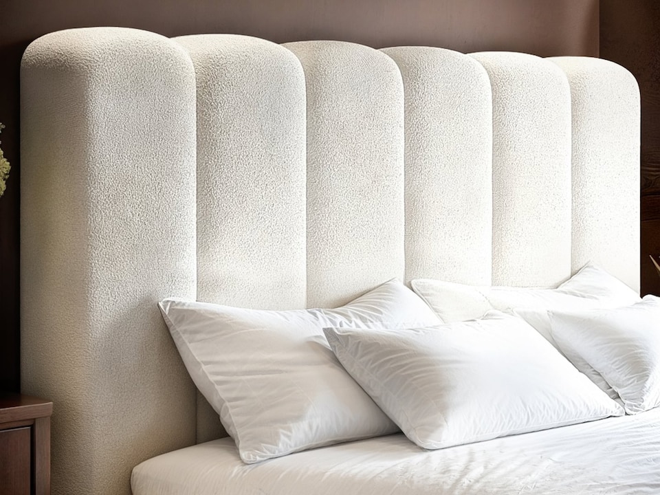 image 1 of SOLACE+CO Emilie Ribbed Ottoman Kingsize Bed Cream Boucle