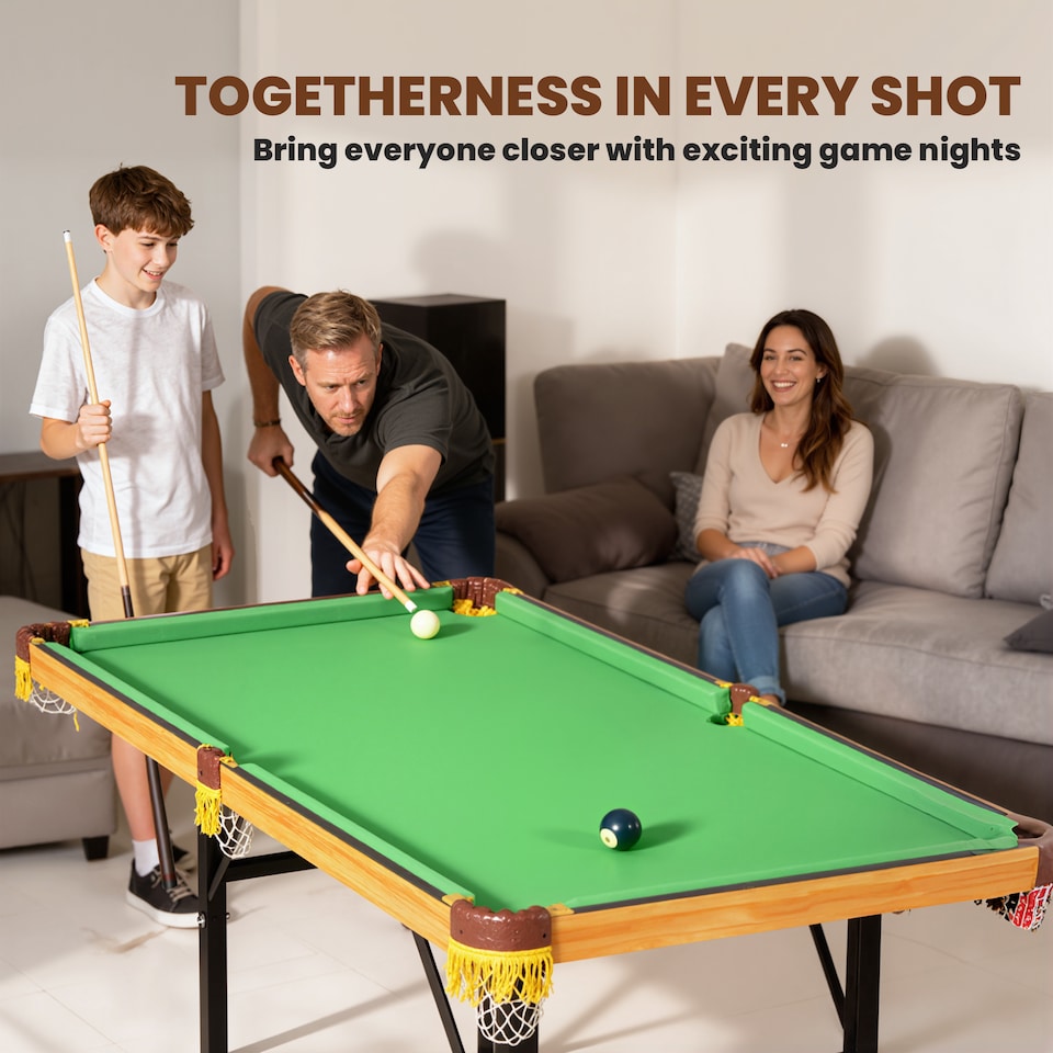 image 1 of SPORTNOW 4FT Folding Pool Table, Mini Billiards Table Set for Kids, Green