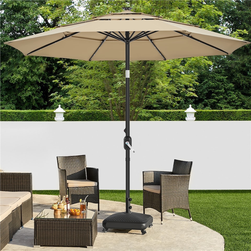 image 1 of Yaheetech 37 L Fillable Rolling Patio Umbrella Base Stand-Black | Black | Black | 1