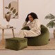 image 2 of Kingston Classic Velvet Bean Bag Chair & Pouffe Olive Green Bean Bag Chair | Green | Olive Green | 2