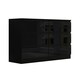 image 4 of FWStyle Stora 6 Drawer Wide 3+3 Chest Of Drawers - Black Gloss Front