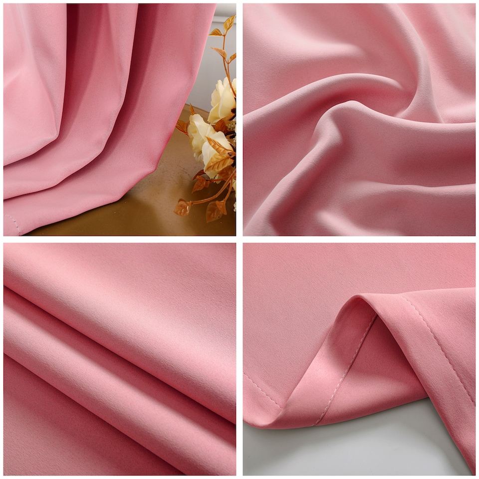image 1 of Pink Eyelet Curtains - Thermal Blackout Curtains  - 46 x 54 Inch Drop - 2 Panel | Pink | One Size