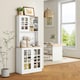 image 2 of HOMCOM 72" Kitchen Solid Storage Sideboard Cabinet with Glass Door, White
