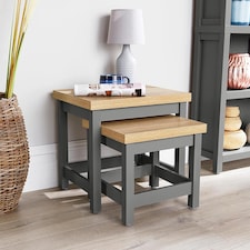 Coffee Nest of 2 Tables Occasional Side End Tables Stackable Avon Oak Top