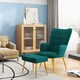 image 2 of HOMCOM Modern Armchair with Footstool, Upholstered Accent Chair with Ottoman, Steel Legs, Velvet Wingback Chair for Living Room, Bedroom, Home Study, Dark Green