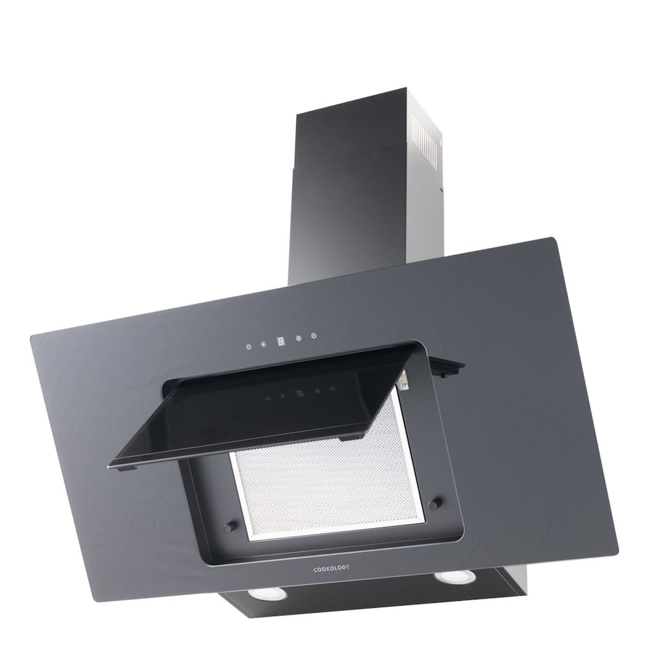 image 1 of Cookology 90cm Black Angled Chimney Cooker Hood with Touch Control - Energy Rating A++