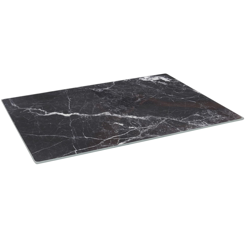 image 1 of Harbour Housewares Rectangle Glass Chopping Board - 50cm x 40cm - Black Marble | Black | Black Marble