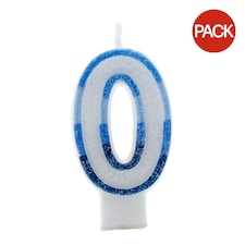 Apac Number 0 Candle (Pack of 6) - White/Blue - One Size