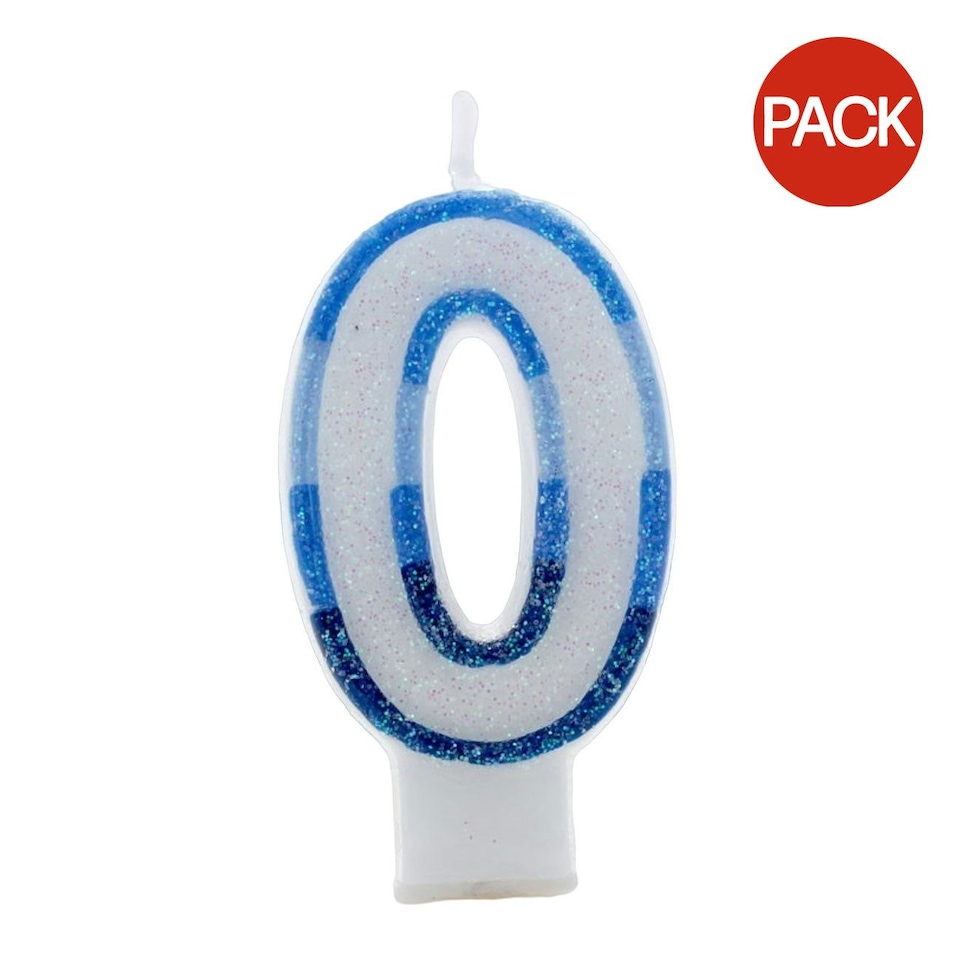 Apac Number 0 Candle (Pack of 6) - White/Blue - One Size