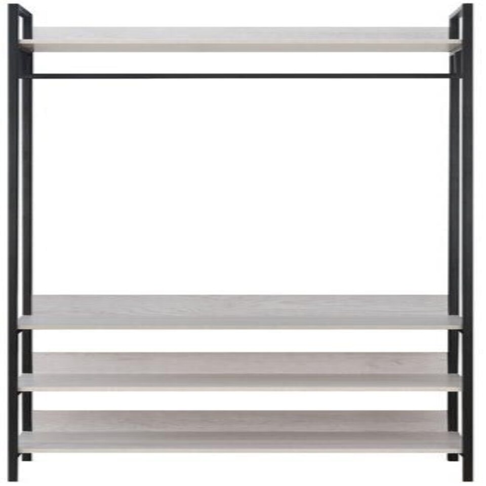 image 1 of Alva Open Wardrobe with 4 Shelves White | White Oak