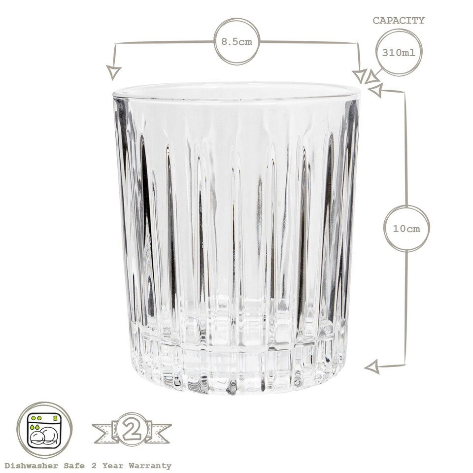 image 1 of Rink Drink Fluted Whisky Glasses - 310ml - Pack of 2 Clear