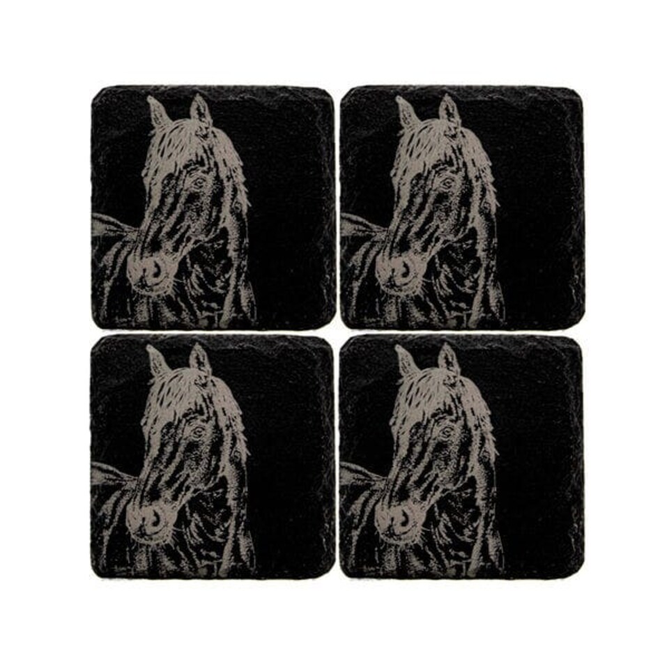 image 1 of The Just Slate Company Set of 4 Horse Portrait Slate Coasters
