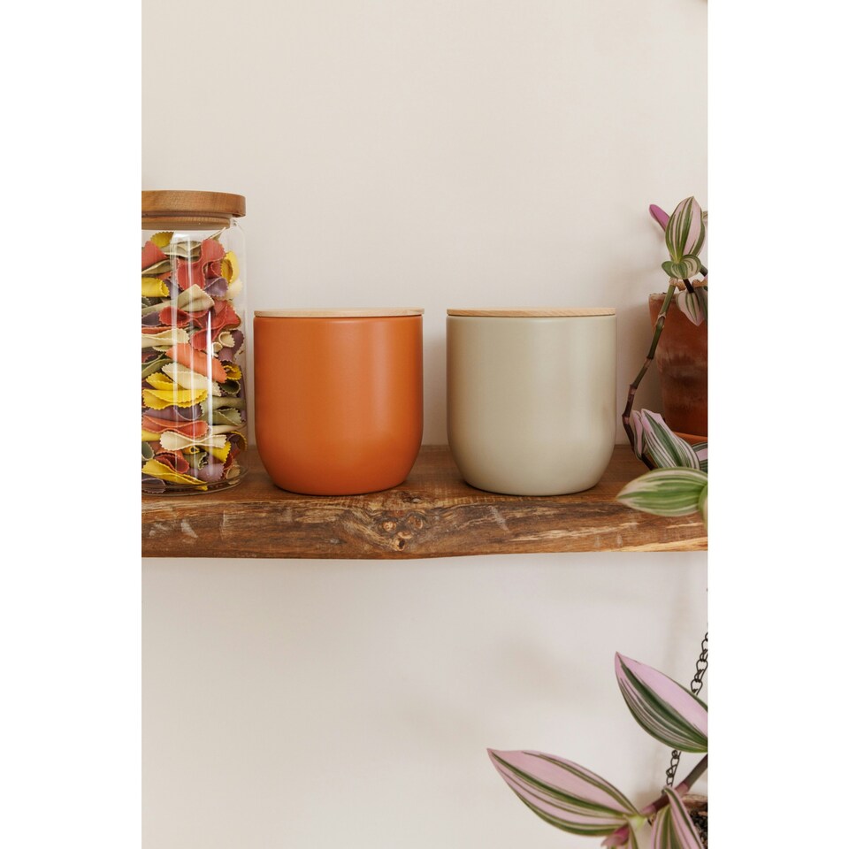 image 1 of KitchenCraft Kitchen Canister Putty Wood 12x12cm